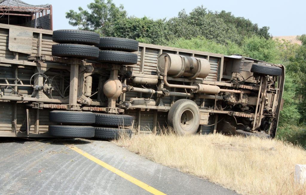 a large truck that is sitting on the side of the road