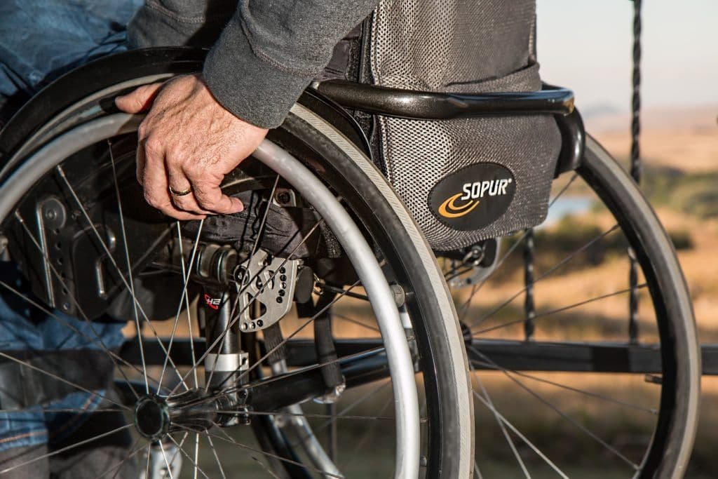 a close up of a person in a wheel chair